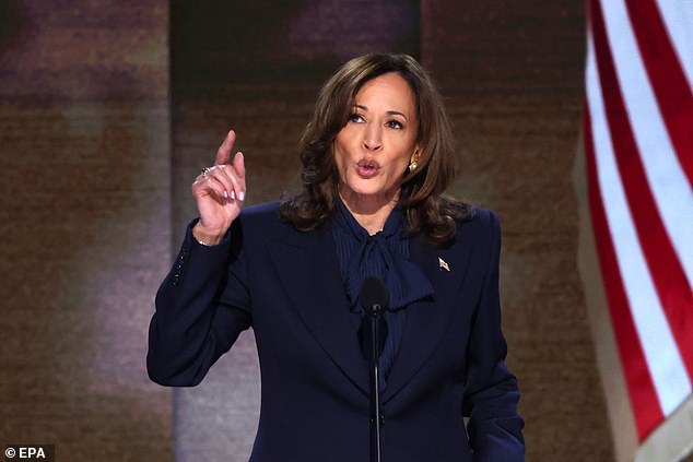 Kamala HQ team posted the video on X and asks, “Are you scared, Donald Trump?” (Kamala Harris gives her keynote speech on the final night of the Democratic National Convention on August 22)