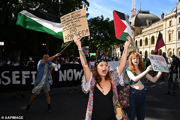 In the picture: protesters at a demonstration for 