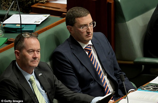 Liberal MP Julian Leeser (pictured, right) appears in Parliament on Thursday. He was asked why Senator Faruqi joined the Senate committee on antisemitism.