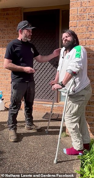 Since receiving FND, John G (above with gardener Nathan Stafford) can barely walk and his standard of living has declined.