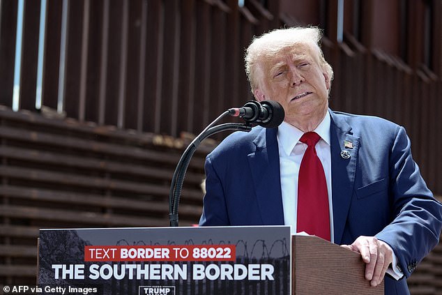 Former President Donald Trump visited the border in Arizona on Aug. 22 to inspect rusting materials his administration sent there that are now unused.