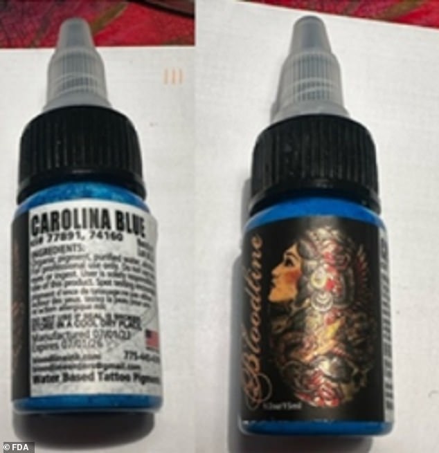 The photo above shows another of the recalled tattoo ink products.