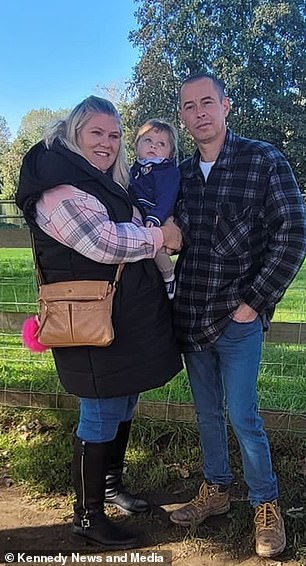 Zoe and Stuart are photographed with their son Jake