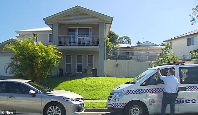 Forensic equipment is seen at the house (pictured) on the Gold Coast in 2022