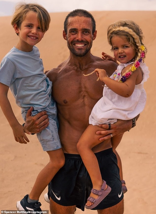 He was joined at the finish line by his wife Vogue William and his three children, Theodore, five, Gigi, three, and Otto, two, who flew into the Jordanian desert to watch him finish.