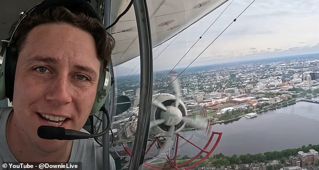 In a video detailing his journey, one of the pilots informed him that the craft was called the American Blimp A-170 and had 