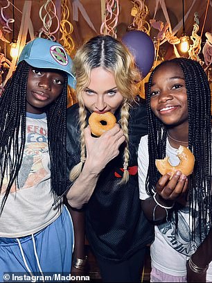 The trio enjoyed donuts.