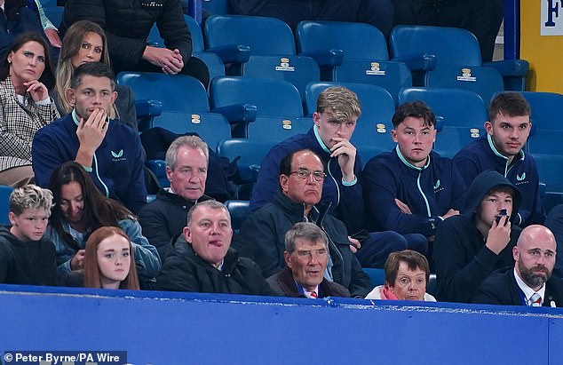 Jarrad Branthwaite watched from the stands amid uncertainty over his future at Everton