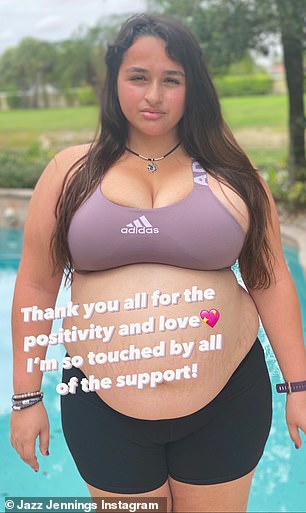 Jazz lost 30 pounds before her gender confirmation surgery in 2019, however, over the past two years she has struggled with her weight and has gained 100 pounds in total.