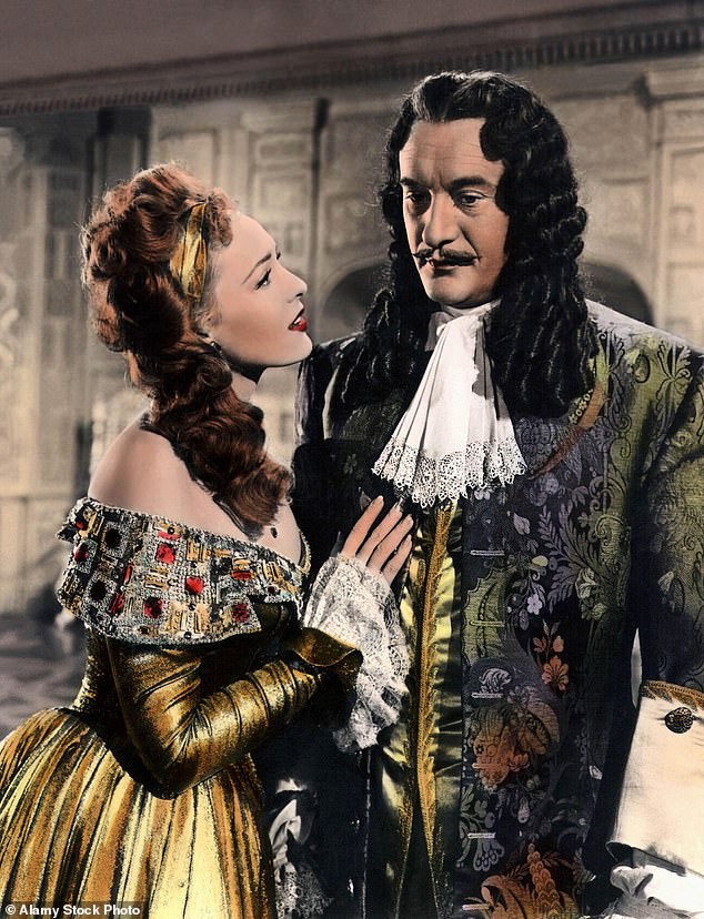 George Sanders as King Charles II alongside Linda Darnell as the character Amber St Clair in the 1947 film Forever Amber