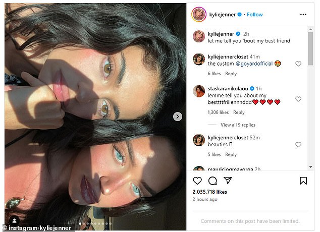 In one image, Kylie and Stassie showed off their eye color and in another close-up image.