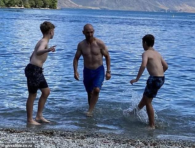 It is not known how long Mr Leonard (pictured with his two children) will remain in hospital.