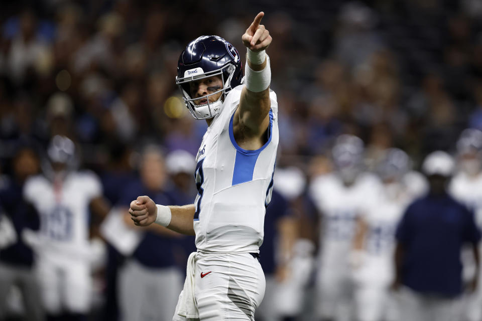 Will Levis showed some flashes of brilliance in his rookie year with the Titans. He could have a big second year. (Photo by Chris Graythen/Getty Images)