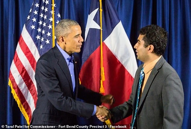 Patel, a rising Democrat, is seen with Barack Obama