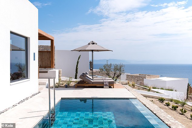 Rooms at Koia have spacious terraces, most with their own plunge pool, like the one pictured here.