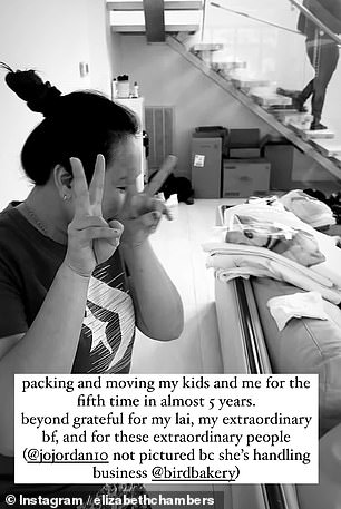 While her son could be seen sitting at a long table, Elizabeth's daughter also made an appearance as she addressed the camera while speaking to her mother.