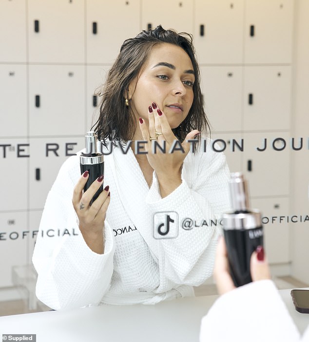 Jestina was joined by celebrities including The Bachelor's Brooke Blurton, who showed off her fresh-faced beauty as she tried out the new product.