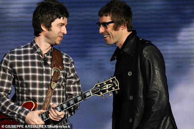 Liam (right) and Noel (left) Gallagher reportedly met in secret to plan the Oasis reunion, with staff present forced to sign confidentiality agreements (pictured from 2008)