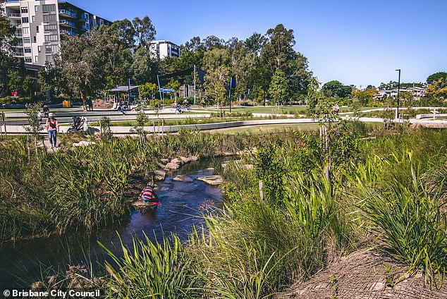 The alleged attack happened in Hanlon Park in Brisbane's city centre on Tuesday afternoon.