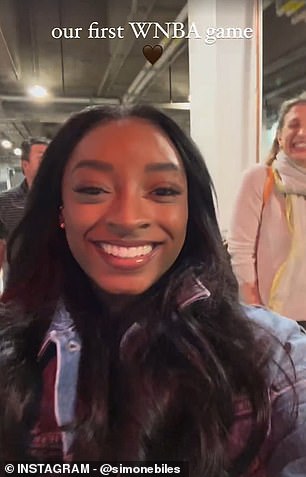 Biles revealed she was at her first WNBA game on Wednesday night