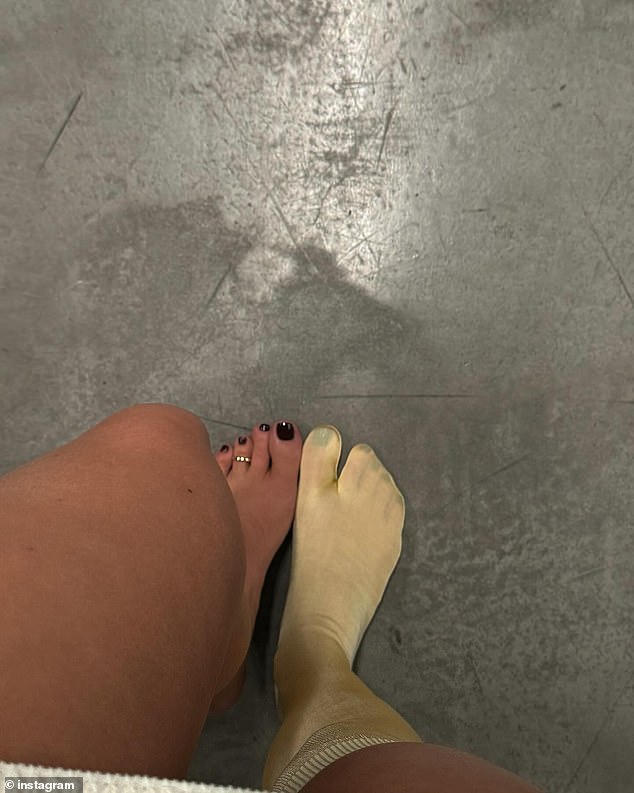 She also shared a peculiar photo of her feet.