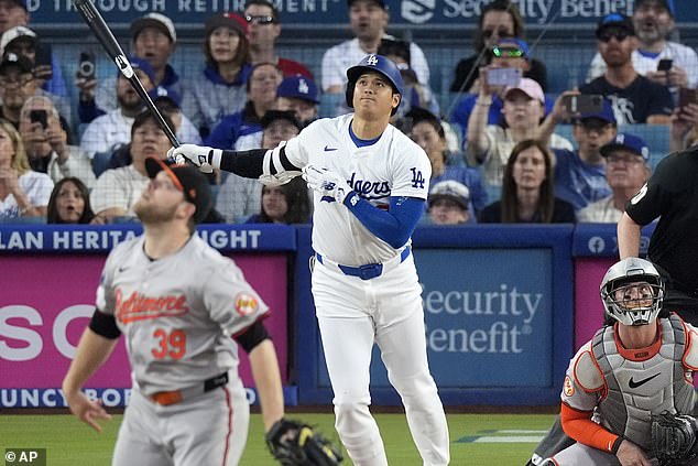 Ohtani joined the festivities with a home run in his first at-bat of the night.