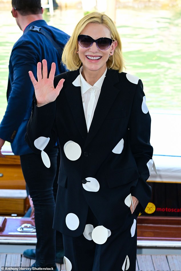 The 55-year-old actress, who plays journalist Catherine Ravenscroft in the series, wore a quirky polka dot dress for the event.