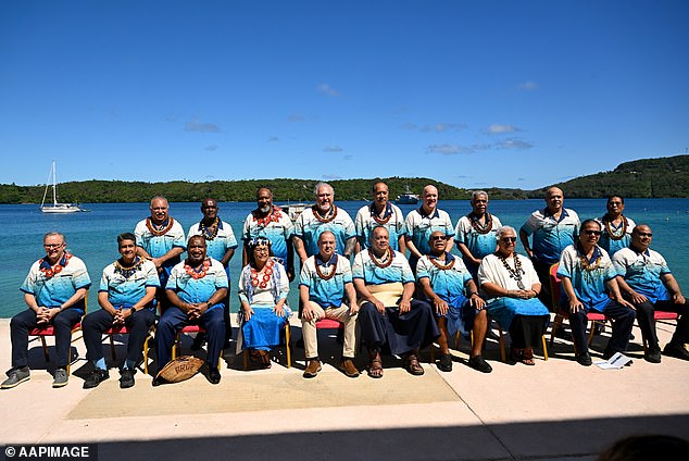 A relieved Anthony Albanese finally found his seat on the far left of the front row after arriving late.