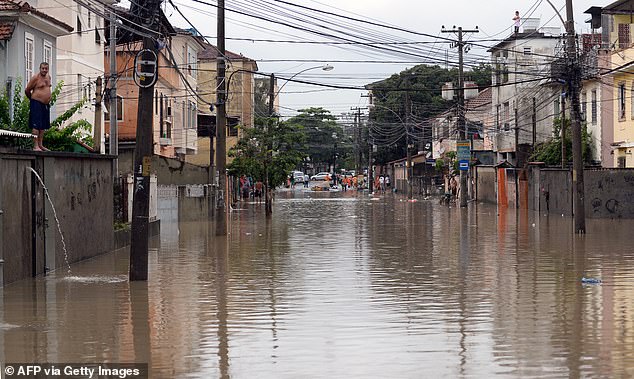 Exceptionally cold Atlantic temperatures in 2012 and 2013 led to devastating flooding in Brazil. Pictured: Flooded streets in Rio de Janeiro