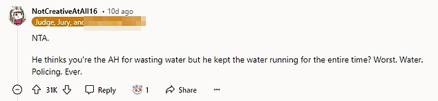 Across nearly 5,000 people, the consensus was that the woman was not wrong, with many calling her NTA (short for Not The A**hole).