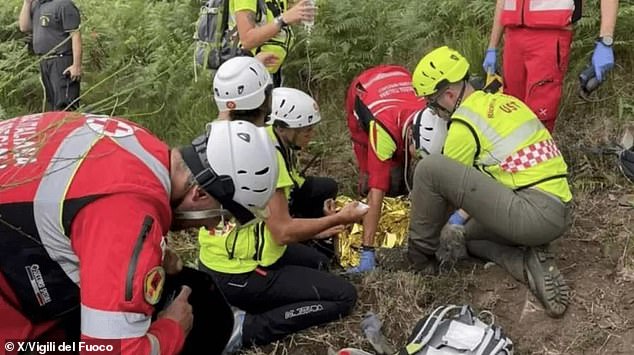 Sergio called the emergency services who sent rescue teams, drones and helicopters and managed to locate the old woman in the forest near the Swiss border four days later.