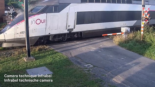 The TGV, travelling from Lille, France, to Brussels, Belgium, crashed into the stationary vehicle