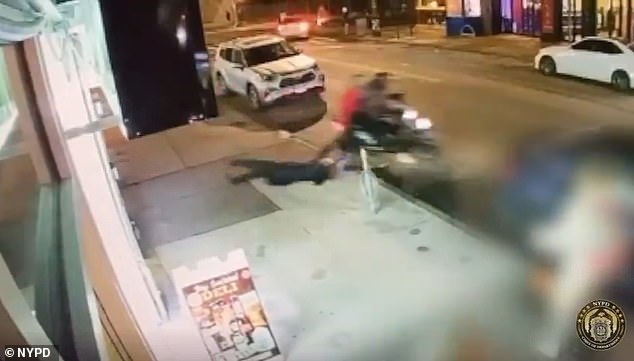 In one of the most brutal incidents yet of brazen phone theft in New York City, a 62-year-old woman was seen being dragged down a Brooklyn street by a robber on a motorcycle.