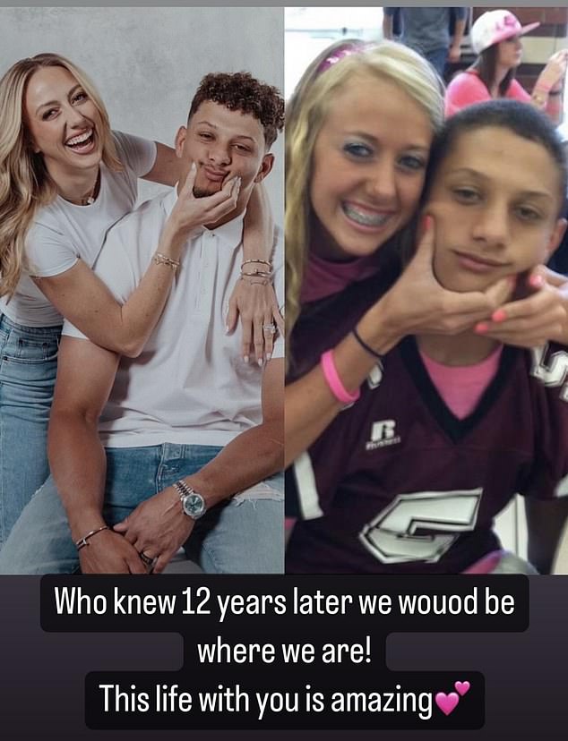 An Instagram post from Brittany Mahomes' account celebrating their relationship.