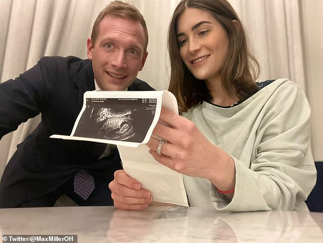 Max Miller and his wife Emily Moreno in May 2023 announcing their pregnancy.