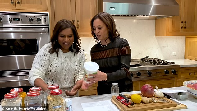 The most popular video on Harris' short-lived YouTube series, Cooking with Kamala, featured actress Mindy Kaling.