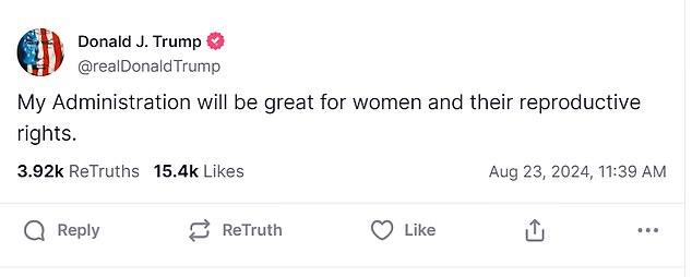 Trump fueled concerns among his anti-abortion allies with this post last week when he used the language of opponents when referring to women and their 