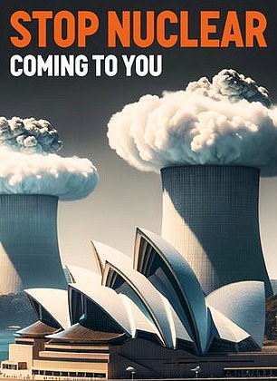 The New South Wales Labor Party posted online advertisements showing nuclear cooling towers behind the iconic Sydney Opera House.