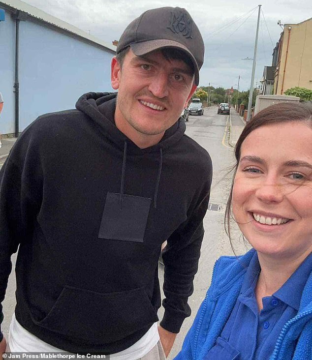 Harry Maguire has previously been spotted posing with fans outside an ice cream parlour in the seaside town of Mablethorpe, near Skegness, Lincolnshire.