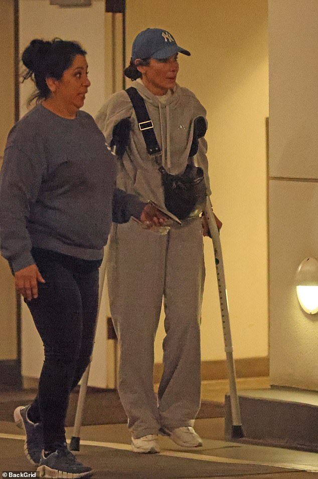 He moved carefully on crutches, recovering from an injury that has not yet been disclosed.