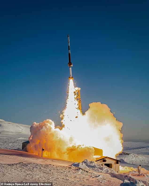 The field was discovered by launching the Endurance rocket (pictured) from the remote island of Svalbard.