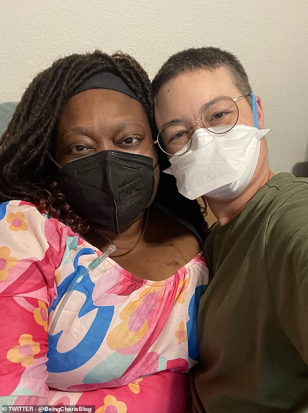 Hill, pictured here with friend Tinu Abayomi-Paul, only breaks isolation once a month to meet up with friends for a socially distanced, masked gathering.