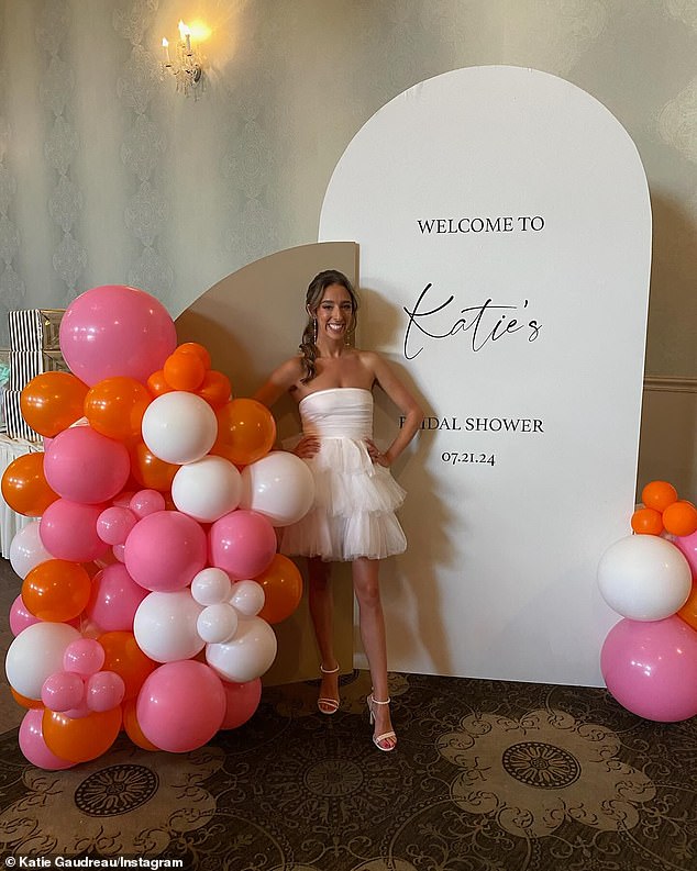 Her mother, three bridesmaids, six maids of honor and her mother-in-law organized the party for her. 