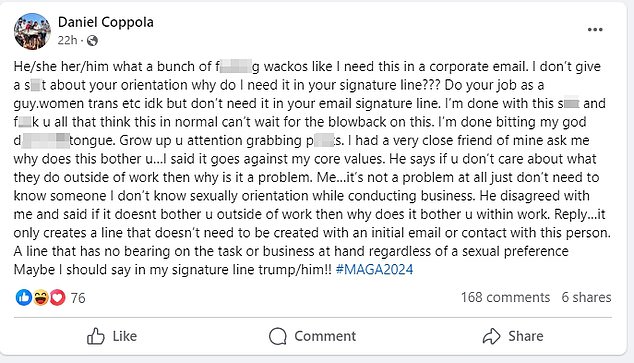 The father of one lost his temper on Facebook hours before the alleged murders, complaining about the use of gender pronouns in email signatures.