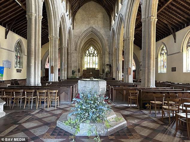 The interior of St Mary's Church in Snettisham is shown today following yesterday's funeral.