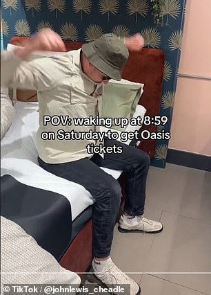 John Lewis posted a clip of an employee getting up from a bed in a store, already kitted out in a bucket hat and sunglasses before rushing to the computer in an attempt to buy tickets.