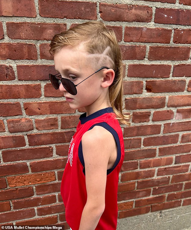 Brody Byrne of South Boston, Massachusetts, runner-up at the U.S. Mullet Championships, with his mullet "Party hair"