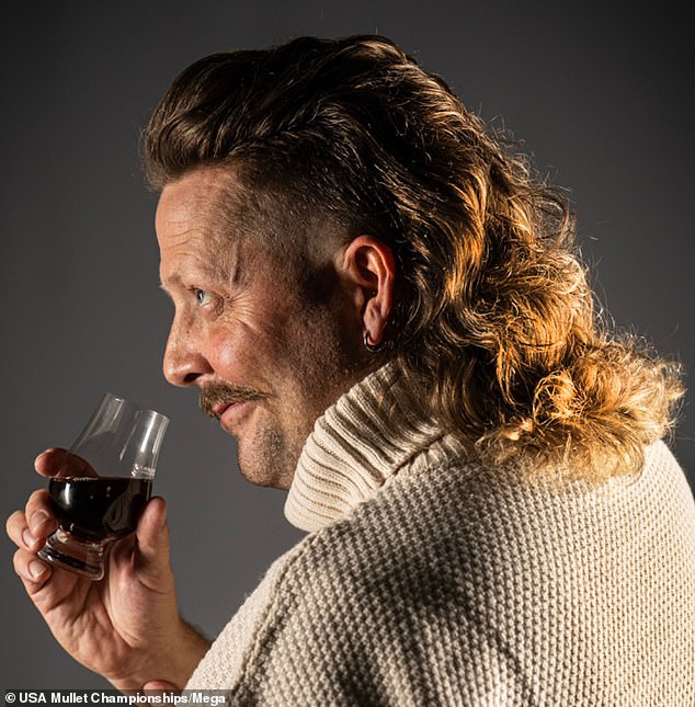 Matt Rollins of Bryan, Texas, with his mullet nicknamed "The Baron of the Mulets"