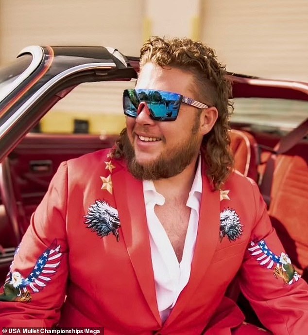 George Hannon of Pinellas Park, Florida, with his mullet nicknamed "The free bird of Florida"