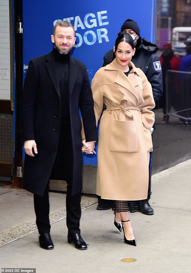 Three days ago, Chigvintsev celebrated his second wedding anniversary with his wife Nikki Garcia, 40, who previously wrestled in WWE under the name Nikki Bella. Pictured in New York in 2023